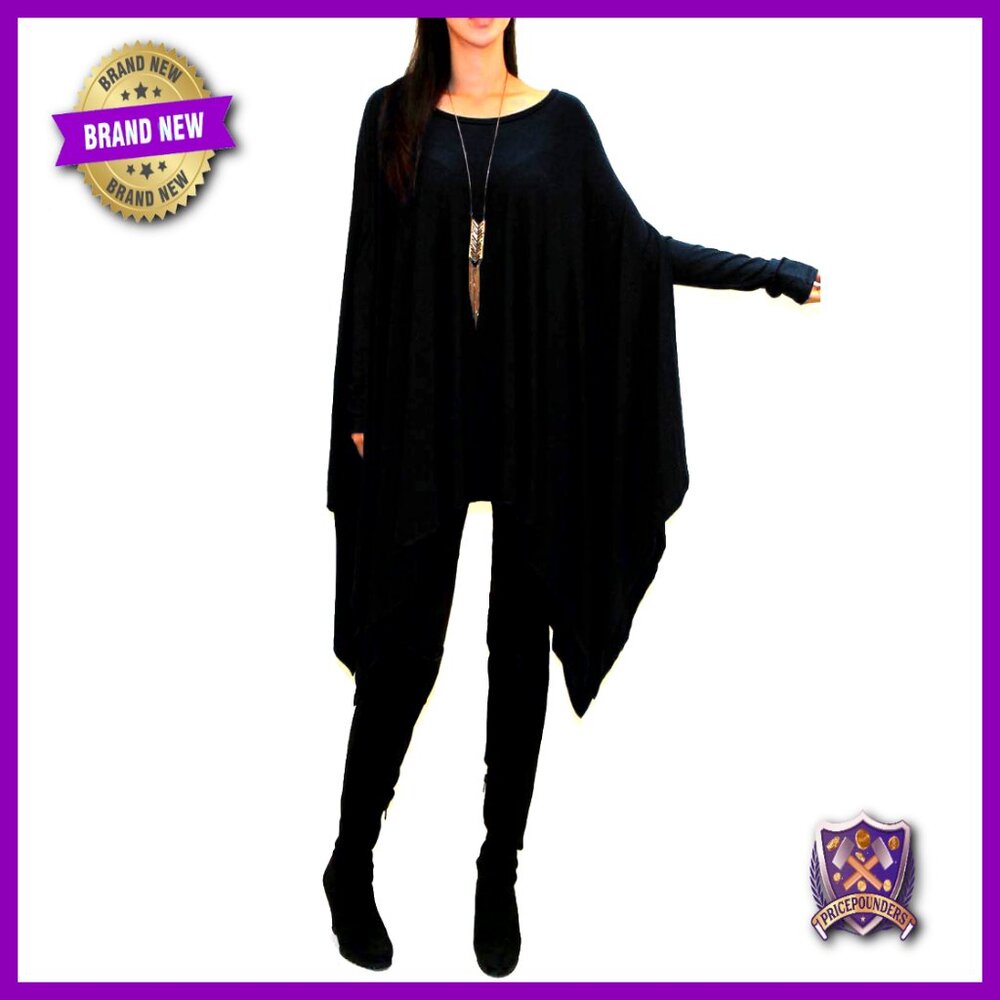 Loose Batwing Dolman Tunic Dress Top, Lightweight Stretchy Material, Made in USA